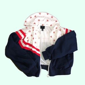 Forever21 Red, White and Blue Flower Windbreaker